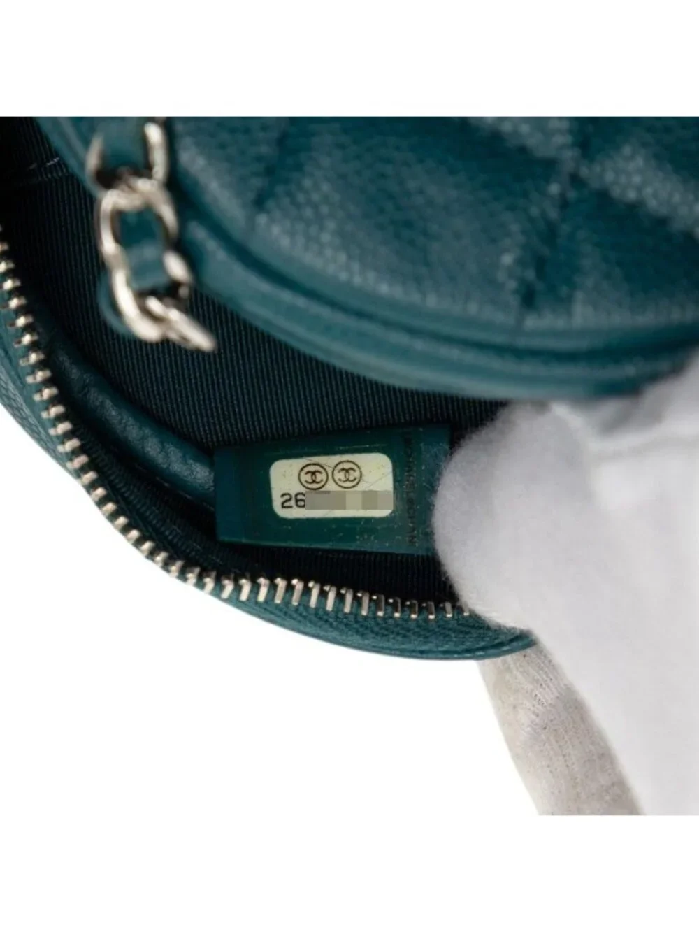Chanel Quilted CC Logo Mini Chain Classic Shoulder Bag Green Caviar Leather